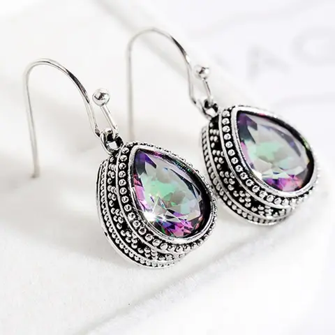 Water Drop Shaped Dangle Earrings (1 Pair), Artificial Crystal Decor Drop Earrings for Women, Party, Daily Clothing Decor, Trendy Jewelry for Birthday Gift, Fashionable Earrings, Teardrop Earrings, Unique Design Earrings, Dangling Earrings