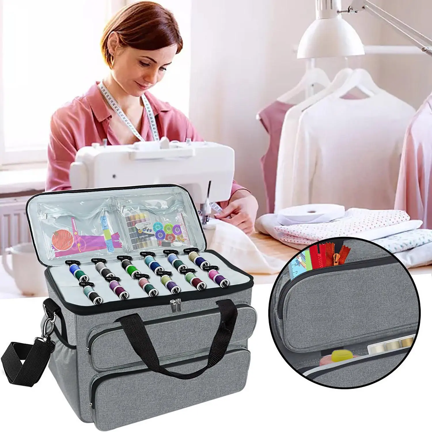 Sewing Supplies Storage Bag, Household Sewing Machine Needle and Thread Accessories Tools Portable Storage Bag, Crossbody Backpack, Home Storage Bag