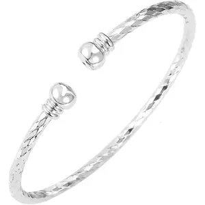 Sterling Silver Bangle Bracelets for Women,Fashion Jewelry Simple Adjustable 925 Silver Cuff Bangles for Women Mom Wife Valentine Mothers Day Gift