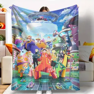 Colorful Futuristic City Flannel Blanket Cyberpunk Cartoon Print Soft Warm Lightweight Cozy Design for Bedroom Decor Living Room Sofa Throw Office Nap Travel Camping Birthday Gift Home Relaxation Use tiktokshopspringglowup