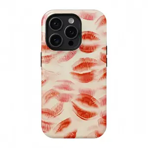 A phone case with a romantic atmosphere featuring a lip print theme, in a sweet, cool, and sassy style. Suitable for iPhone17 ProMax, 16Pro, 15, 14, 13, 12. It is a double-layer protective case, a smartphone case, and an excellent gift choice.