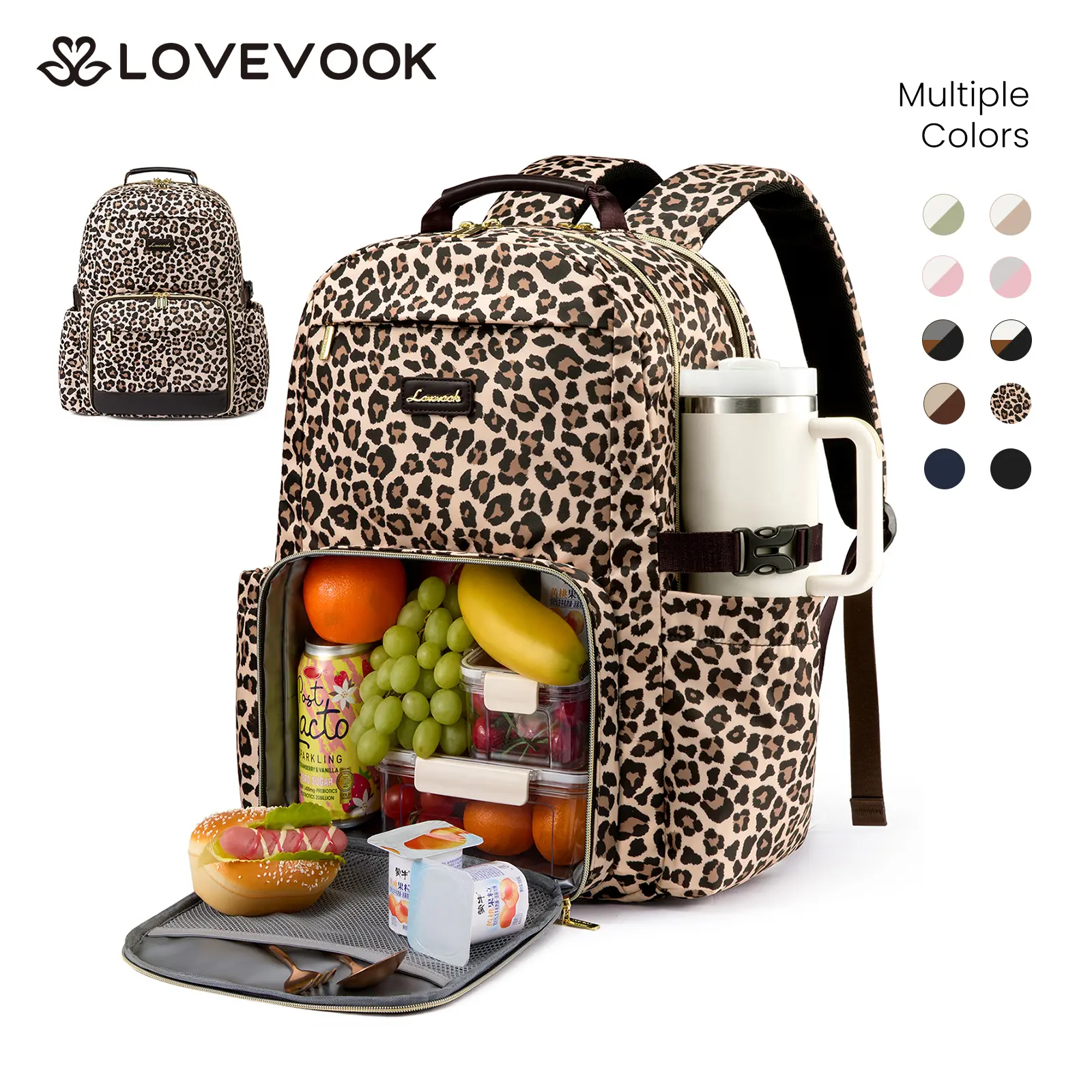LOVEVOOK Lunch Backpack with Lunch Compartment,15.6'' & 17'' Laptop Work Travel Insulated Cooler Backpack,Waterproof College Teacher Lunch Bag Box with Tumbler Holder,Gifts for Men Women tiktokshopbacktoschool