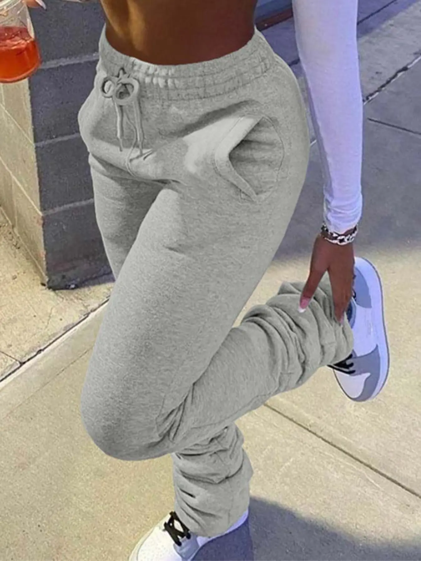Women's Casual Loose-Fit Jogger Pants with Slant Pockets & Drawstring Waist - Straight-Leg Design, Machine Washable, All-Season Comfort for Spring, Summer & Transitional Weather, Jogging Pants, Sporty Outfit Pants, Soft Fabric