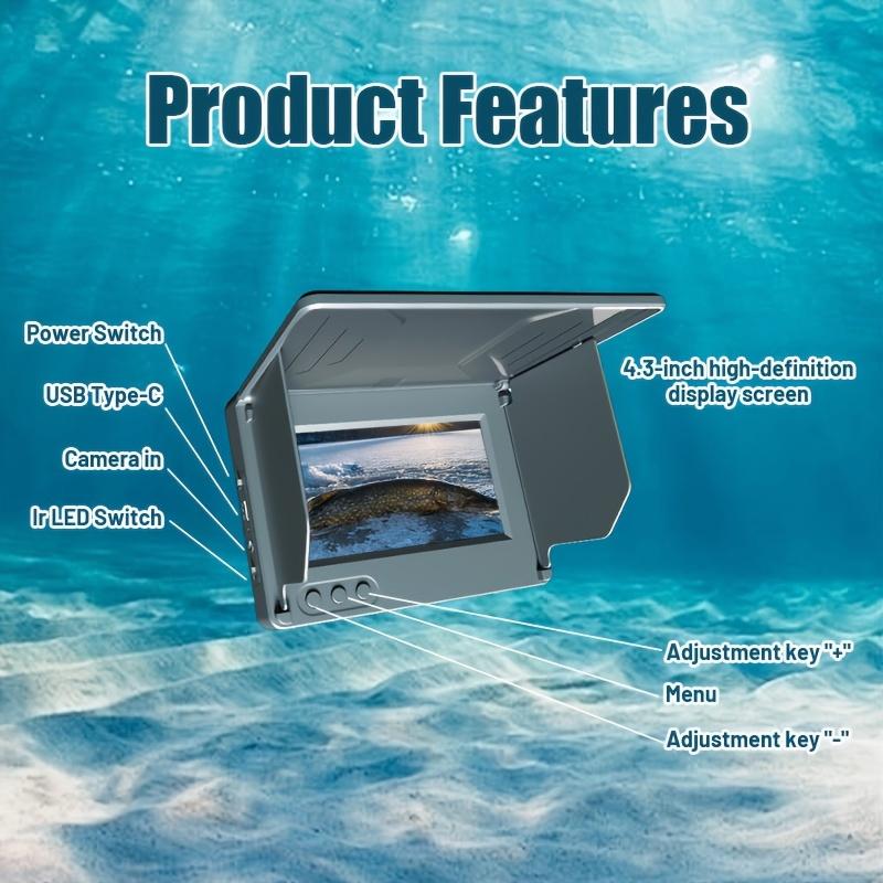 XHJ 15m Waterproof Underwater HD Camera with 4.3-inch Screen - Compact Functional Unisex Fish Finder for Aquariums, Outdoor Fishing Tackle & Equipment, Mother's Day Gifts for Anglers