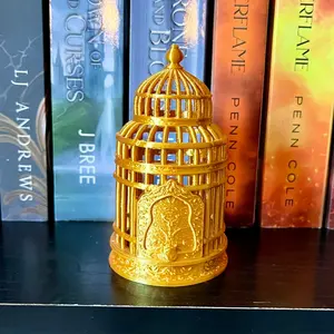 Gilded Cage Bookshelf Decor - Golden Birdcage - 3D Printed Bookish Decor
