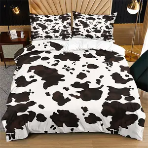 NO COMFORTER Multiple Size 3Pcs Cow Print Duvet Cover Set,100% Microfiber,Breathable Durable,All Season Use,Western Bedroom Aesthetic