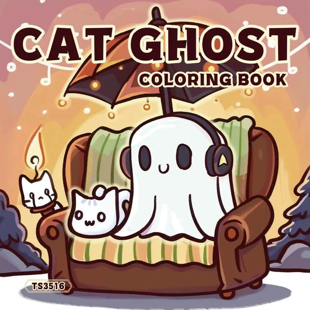 Ghost Themed Coloring Book (1 Count), 30 Pages Cute Ghost Coloring Book (Accessories Not Included), DIY Painting Supplies for Adults, Holiday Gift, Bi
