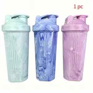 600ML Marble Texture Protein Shaker Bottle with Scale, Plastic Mixer Cup for Shakes, Fitness Sports Water Bottle