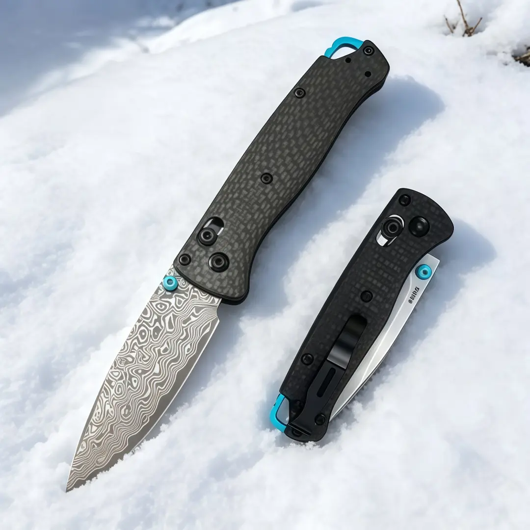 BM535 carbon fiber handle folding knife, large Damascus steel blade, EDC tool, pocket knife, fruit knife, men’s gift, suitable for outdoor fishing, exploration, camping, and kitchen use