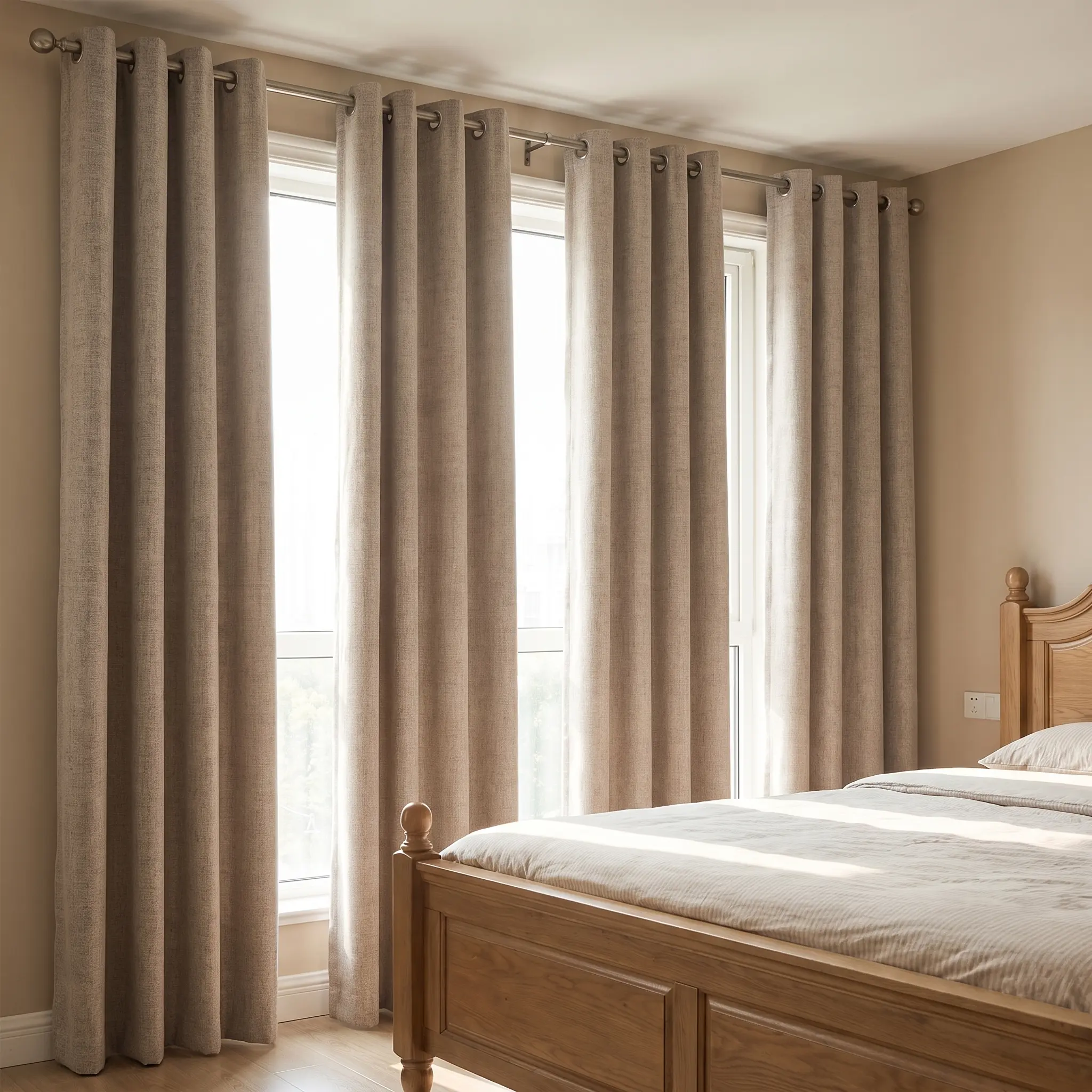 Qianli 2/4 Panels 100% Linen Blackout Window Curtains - Full Blackout, Soft Natural Drape, Wrinkle-Resistant, Odor-Free, Formaldehyde-Free - House Decor, Living Room Decor, Vintage Modern Room Divider Curtains