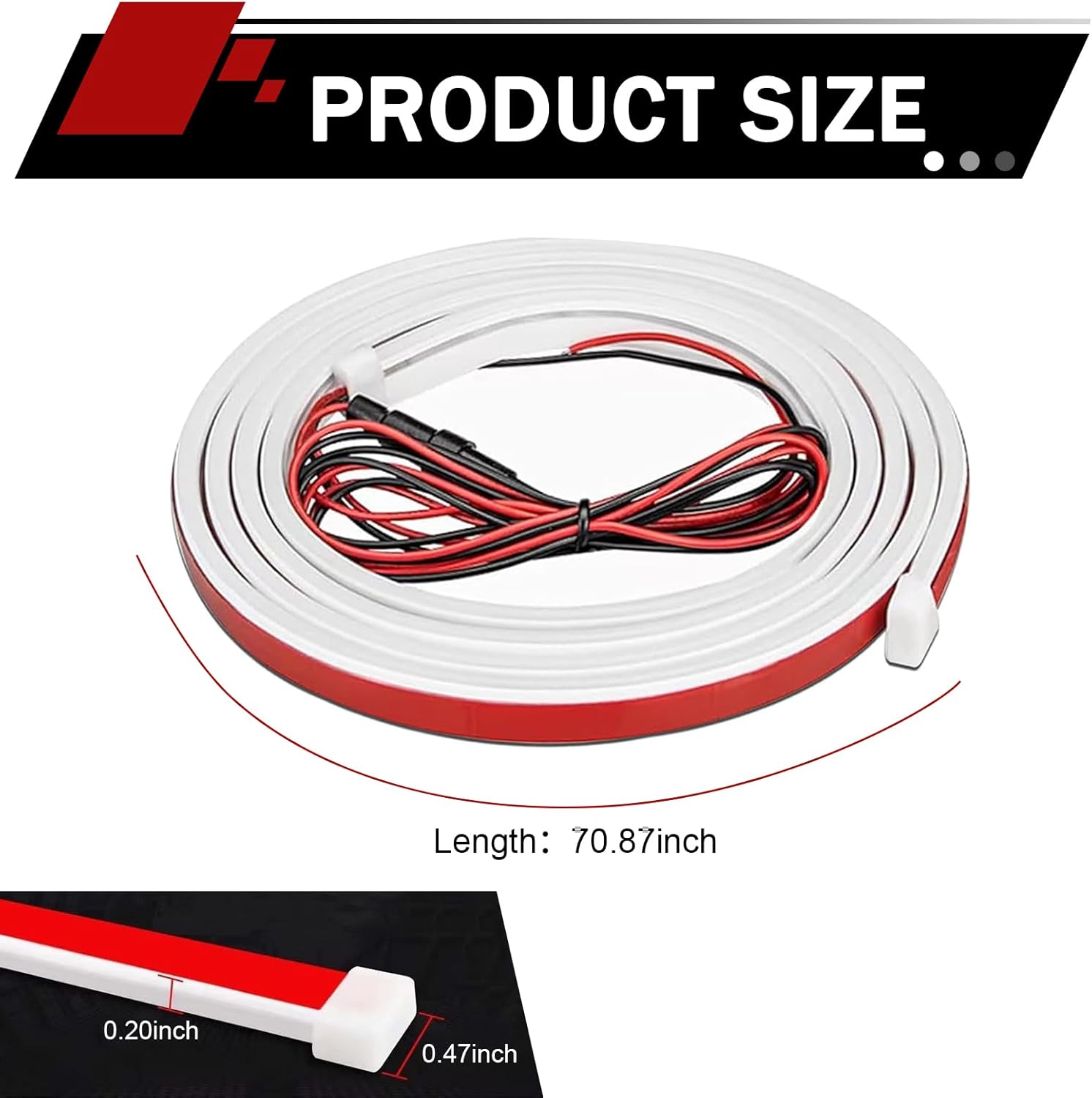 70 Inch Car Hood Light Strip White Waterproof Dynamic LED Hood Light Strip Universal 12V Exterior Flexible Daytime Running