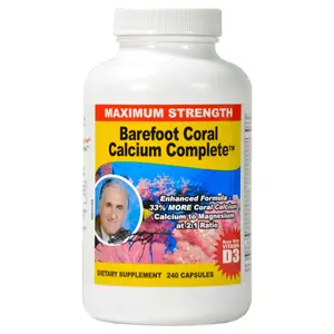 Barefoot Coral Calcium Complete 240 Capsules - Coral Calcium 1500mg Capsules - Bone Health - 72 Trace Minerals, Calcium, Magnesium & Vitamin D3 - Developed by Bob Barefoot