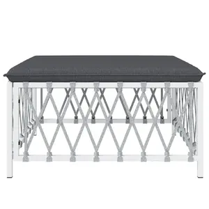 vidaXL Patio Footstool with Cushion White Woven Fabric