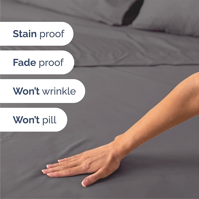 Soft Breathable Sheet Set Solid Color Microfiber 4 Pieces Deep Pocket Machine Washable Three-Needle Embroidery King Queen Full Twin Sizes comfy beddingsheetset