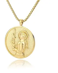 Joan Of Arc Athena Artemis 18K Gold Plated Necklace,Gold Medallion Queen Necklace For Women