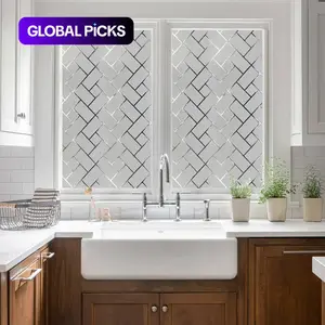 1pc (44.5*100cm) Geometric pattern removable window sticker, window privacy film, static adsorption glass film - heat insulation and UV protection, suitable for door and window glass decoration, Home Decor #GLOBAL PICKS