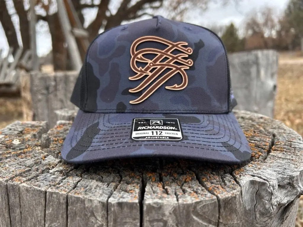 Unisex Camo Print Trucker Hat - Adjustable Snapback, Custom Laser Cut Genuine Leather Patch, Custom Laser Cut Leather Logo, One Size for Casual Fishing & Outdoor Fashion Accessory