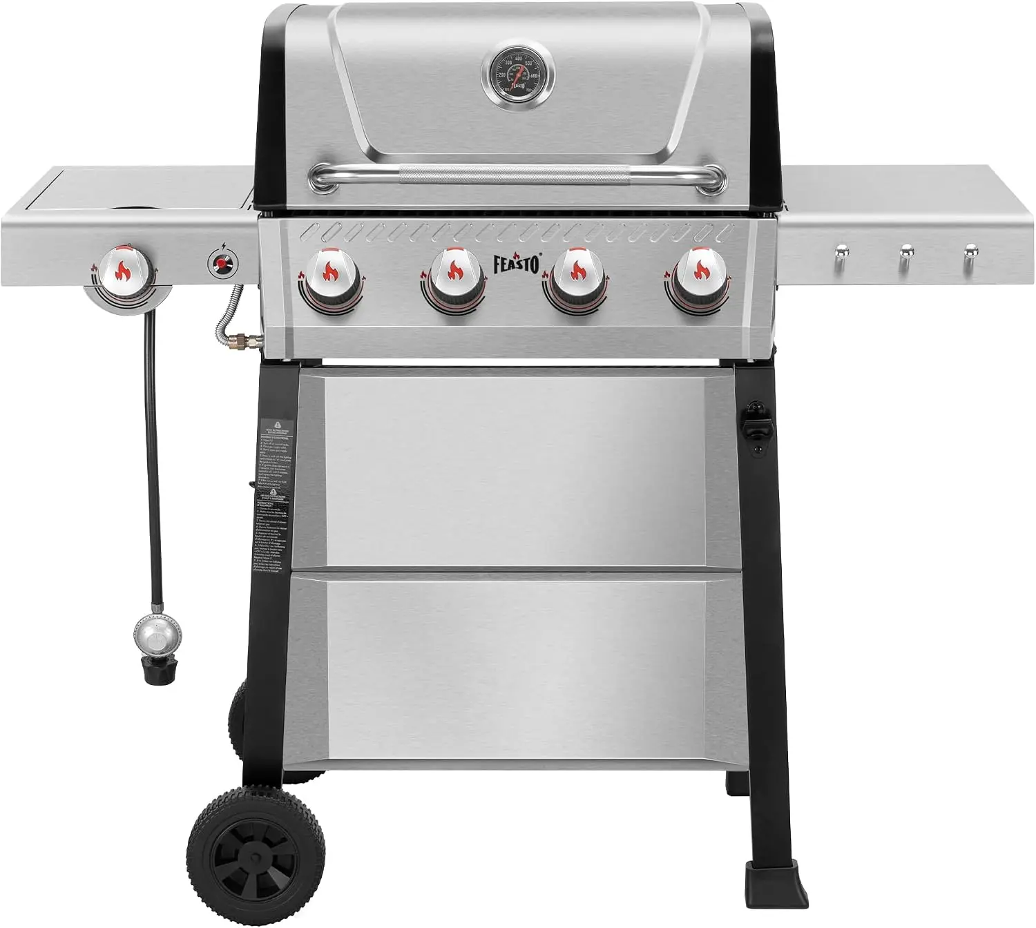 Feasto 4+1 Burner Stainless Steel Outdoor Propane BBQ Grill, 48000 BTU, 559 Sq In, Premium Enameled Chamber Body & Porcelain-Enameled Cast Iron Grates