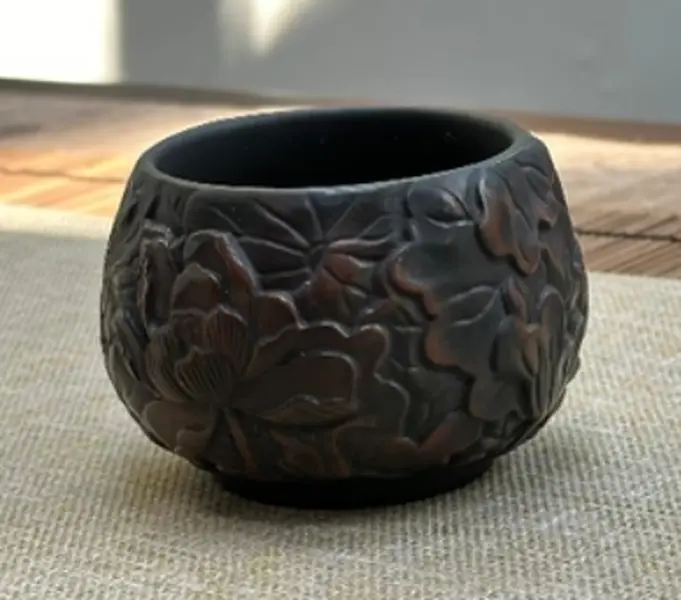 Royal Floral Purple Pottery Tea Cup