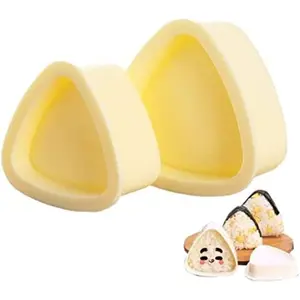 2 Pieces Onigiri Rice Ball Mold Makers, Triangle Sushi Mold for Japanese Boxed Meal Children Bento (Beige)