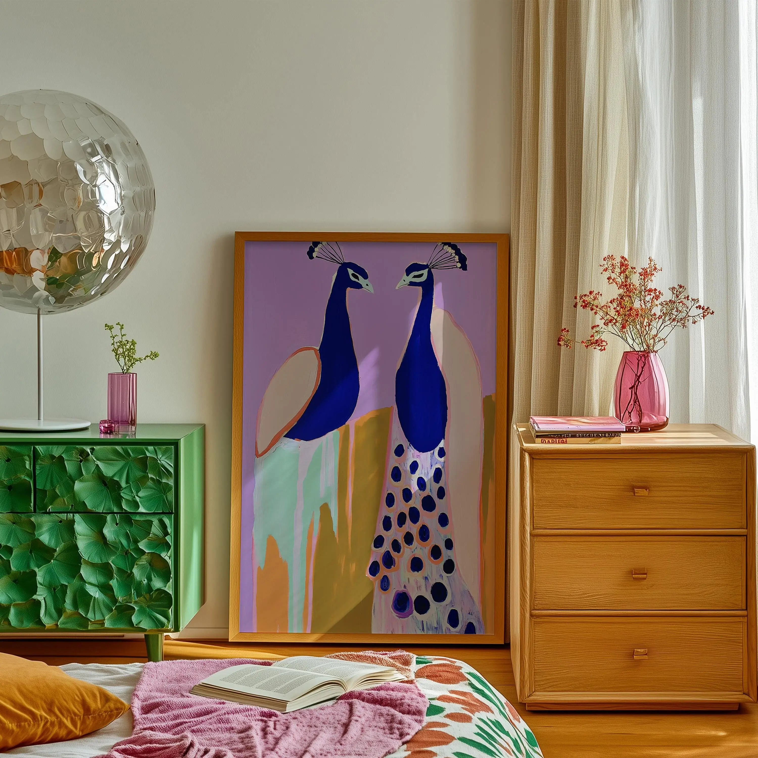 Abstract Wall Art, Colorblock Peacock Poster Unframed , Maximalist Aesthetic Decor, Dopamine Decor, Bold Bedroom Art, Eclectic Living Room Decor
