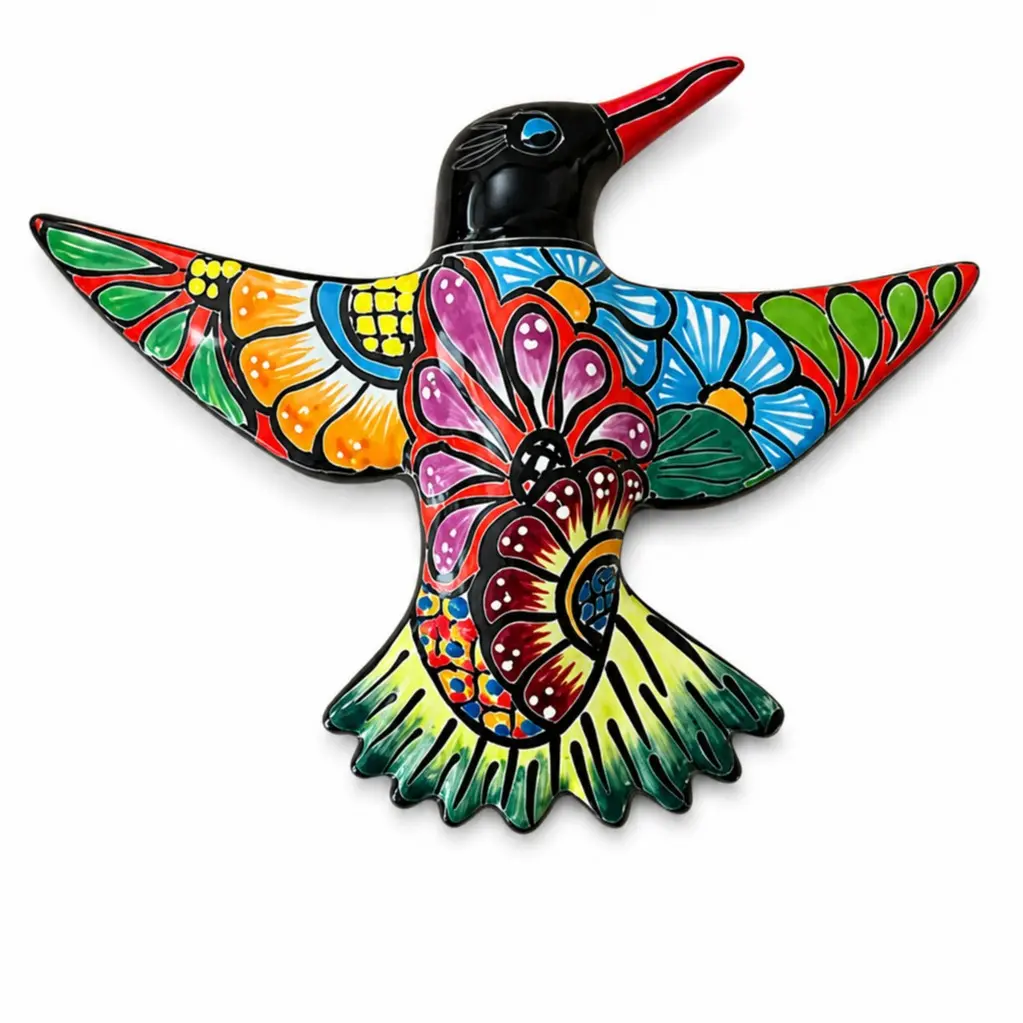 Handmade Talavera Hummingbird Wall Decor | Mexican Ceramic Bird | Colorful Wall Hanging | Rustic Home Decor