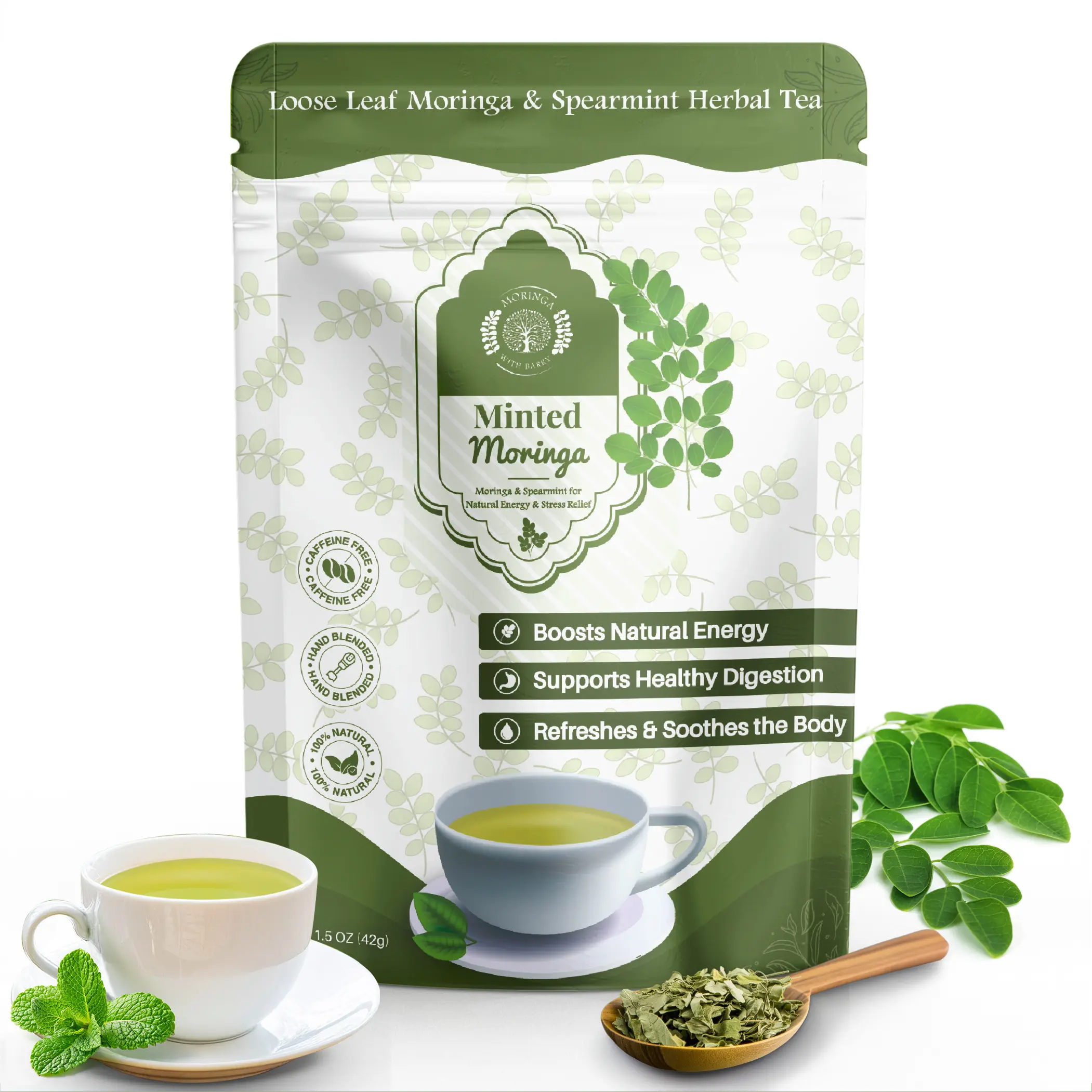 Minted Moringa Herbal Tea – Caffeine Free Superfood Blend for Refreshing Daily Wellness