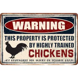Funny Chickens Decor Vintage Metal Tin Signs Plaque Wall Decor Bar Pub Man Cave Club Novelty Bathroom Toilet Retro Parlor Posters Cafe Store Garage Rule 8x12 In