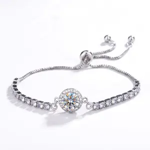 Luxury 925 Silver Plated Moissanite Bracelet, Comfort Hypoallergenic Sliding Bolo Bracelet, Ideal Gift for Girlfriend Mom Friends.mothers day gift ideas tiktokshopspringglowup