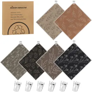 6 Pack Swedish Dishcloths for Kitchen,Swedish Dish Towels with Clips, Reusable Paper Towels Washable Absorbent Cellulose Sponge Cloths No Odor for Cleaning Home Kitchen