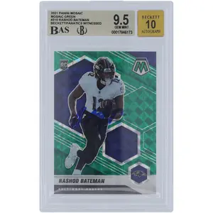 Rashod Bateman Baltimore Ravens Autographed 2021 Panini Mosaic Mosaic Green #310 Beckett Fanatics Witnessed Authenticated 9.5/10 Rookie Card - Fanatics Authentic Certified