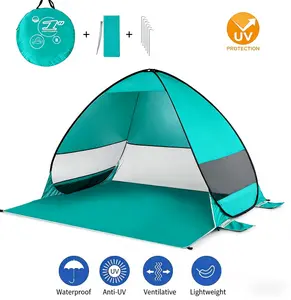 Pop Up Beach Tent Sun Shelter | UPF 50+ Anti-UV, 1-3 Person, Lightweight Portable Canopy, Easy Set Up & Carry with Bag (Green)