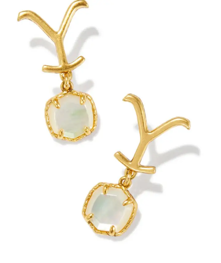 Yellow Rose Yellowstone Dutton Drop Earring NWT, Gemstone Statement Earrings, Dangling Stones Earrings