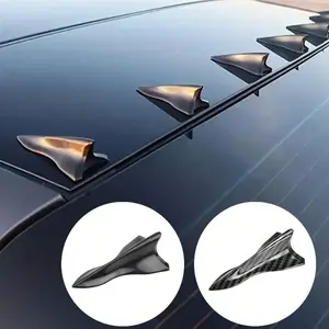 5pcs Carbon Fiber Black Shark Fin Car Roof Decoration, Fashionable Bumper Decoration, Enhanced Appearance Decoration, Car Decoration Accessories