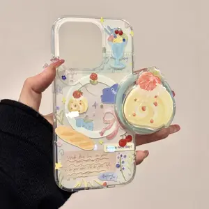 Instagram-style gourmet strawberry Swiss roll cake phone case suitable for iPhone 16 Pro Max/17, magnetic for 14, 13