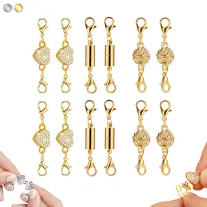 12 Pack Magnetic Necklace Clasps and Closures Necklace Jewelry Extender with Strong Magnet Magnetic Gold and Silver Plating Gift Bracelet Necklaces Chain Converters
