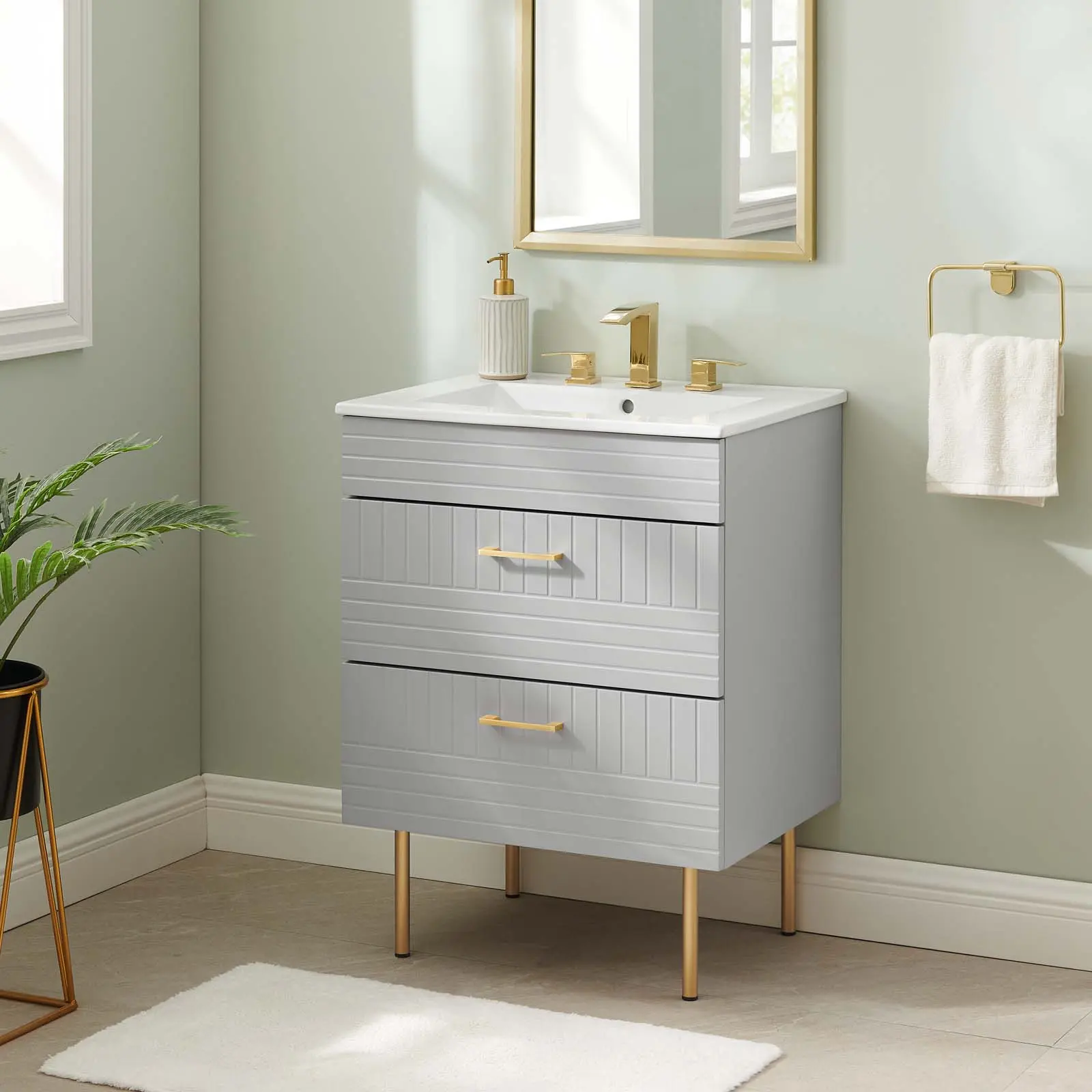 Modway Daybreak 24" Bathroom Vanity in Light Gray Modway Daybreak 24" Bathroom Vanity in Light Gray