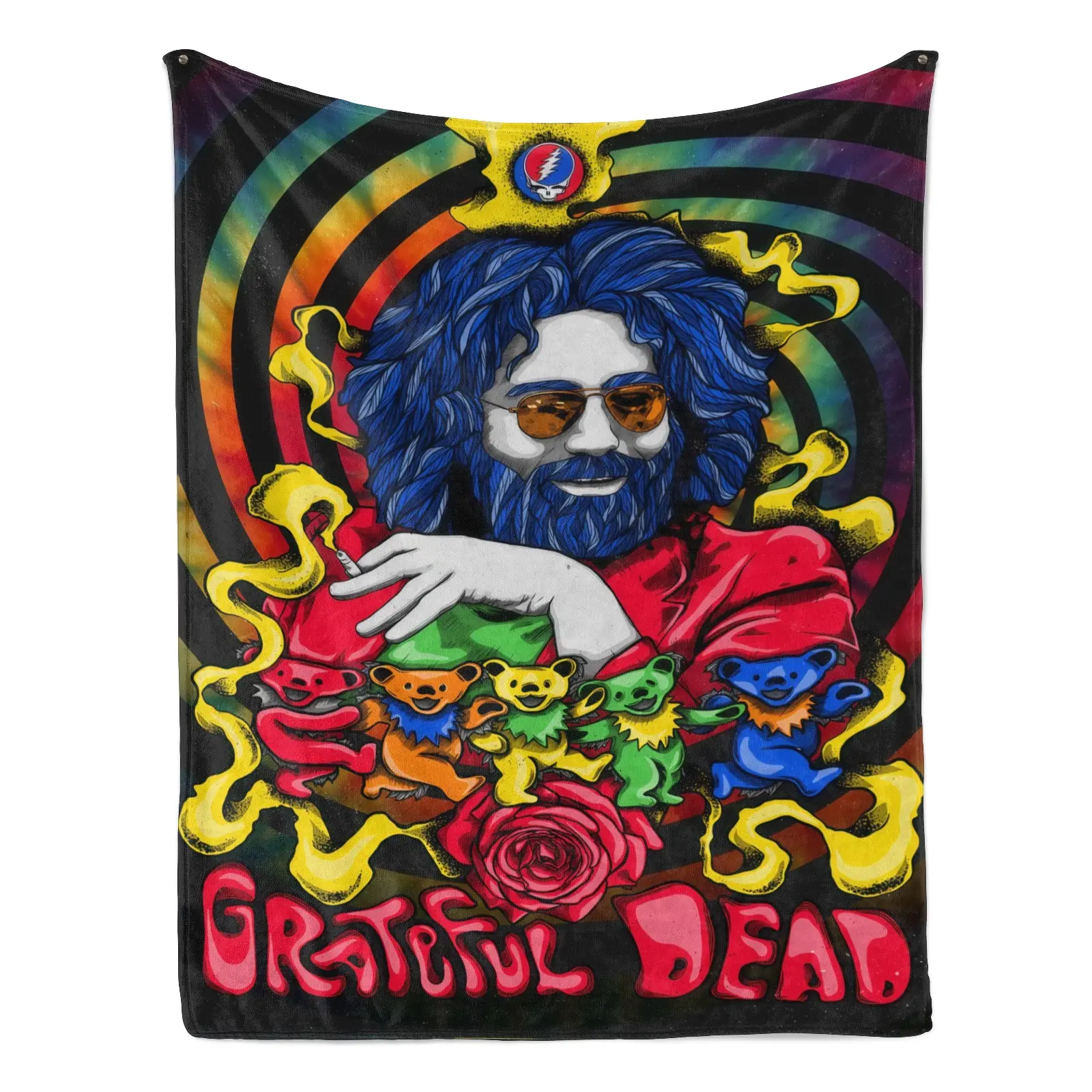 Grateful Dead Soft Plush Fleece Throw Blanket Cozy Warm Lightweight for Couch Bed Sofa Gaming Room Hippie Music Decor Gift for Rock Band Festival Fans Collectors