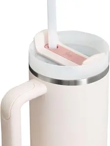 Quencher H2.0 Tumbler 40 oz with Handle Straw Flowstate Lid Cup Holder Travel Insulated Stainless Steel BPA-Free Sienna Color Drinkware - Cactus