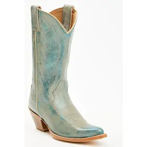 Two Step Turquoise Western Boots - Round Toe