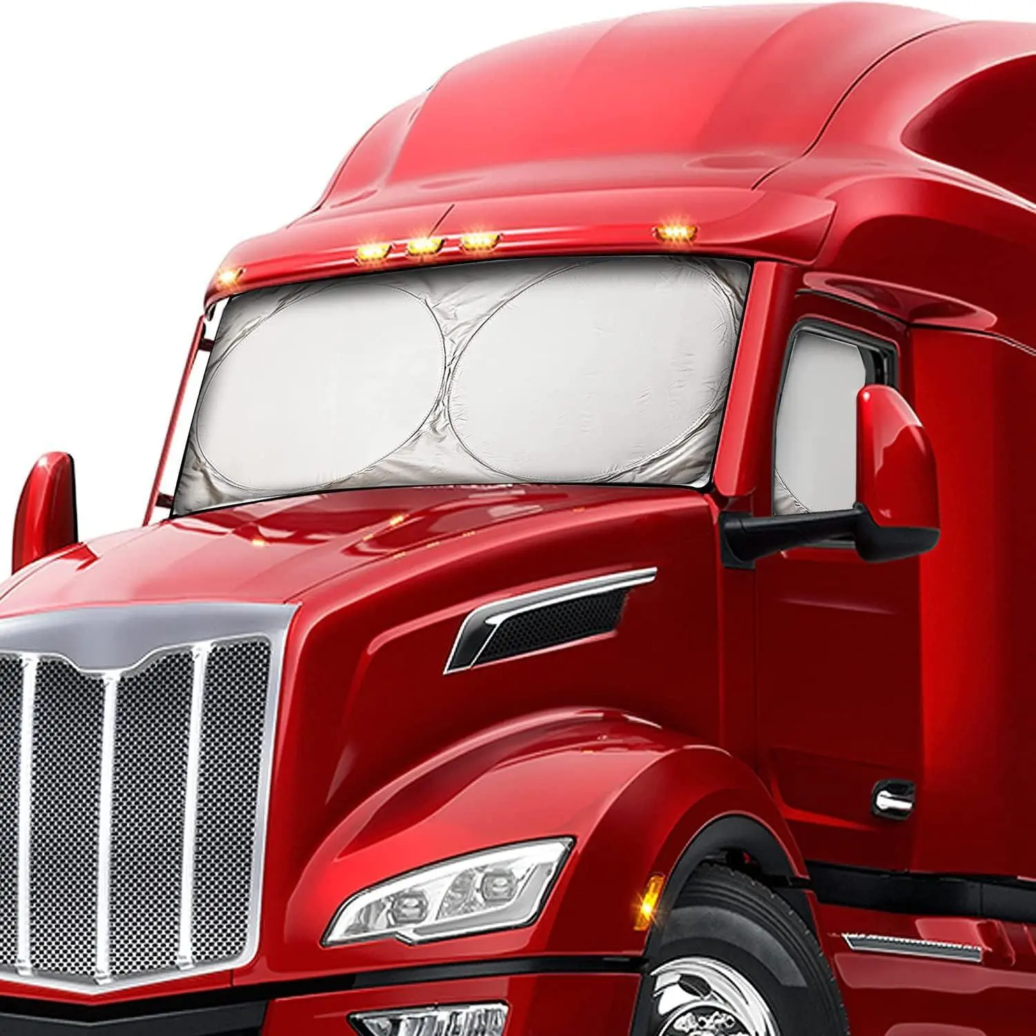 Fathersdaygifts Semi-Truck Sun Shade for Windshield and Side Windows, 240T UV Protective Sunshade for Truck Windshield Maximum Coverage to Block UV/Sun Heat Rays, Truck Accessories, Semi Truck Accessories