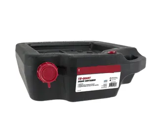 Tough 16 Quart Automotive Drain Pan Container 420032HTMI Black Car Trunk Storage Car Organization Supplies with Red Drain Plug & Handle