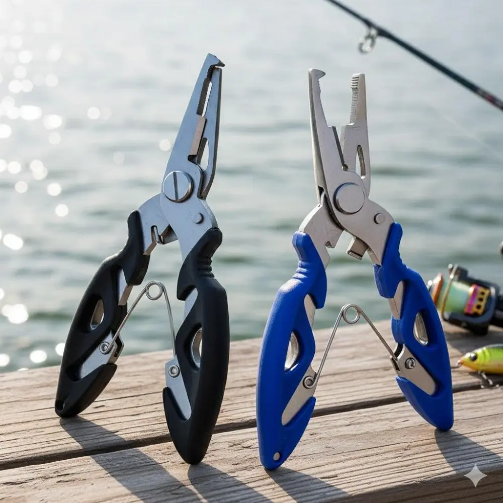 Stainless Steel Multi-Tool Fishing Pliers Set with Line Cutter and Hook Remover, Non-Slip Grip Braided Line Scissors for Freshwater Saltwater Fishing Gear. Portable Outdoor Angling Accessories Upgrade Kit.