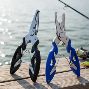 Stainless Steel Multi-Tool Fishing Pliers Set with Line Cutter and Hook Remover, Non-Slip Grip Braided Line Scissors for Freshwater Saltwater Fishing Gear. Portable Outdoor Angling Accessories Upgrade Kit.