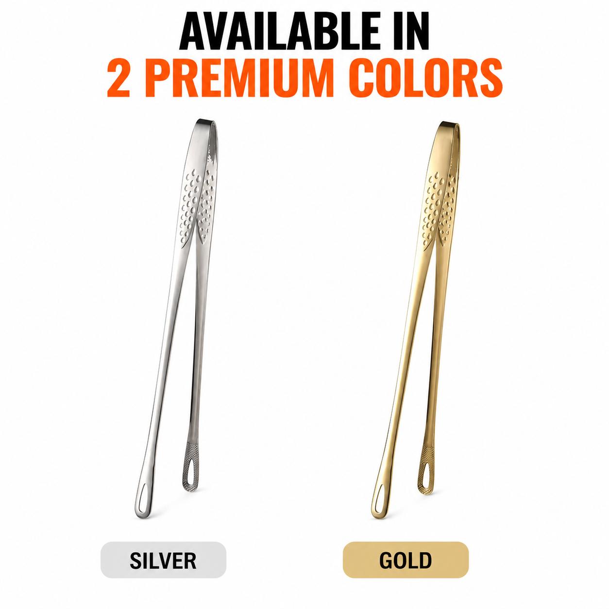 Premium 304 Stainless Steel BBQ Tongs, 10.6 Inch Long Handle Grill Tongs with Anti-Slip Hollow Grip Design, Food Grade Cooking Tongs for Steak, Seafood & Outdoor BBQ