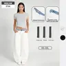Pwest NYC Jodie Adjustable Low-Rise Loose-Barrel Leg Cotton Jeans - 2000s Vintage Clothes, Female Stylish White Jeans, Adjustable Snap Buttons, Color-Blocked Waistband, Soft Cotton Fabric, Back to School Sports Bottoms