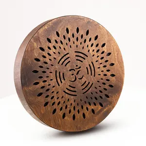 Wooden Rain Disk for Relaxation & Meditation – Soft Water Sound Therapy Instrument, OM & Ganesha Design