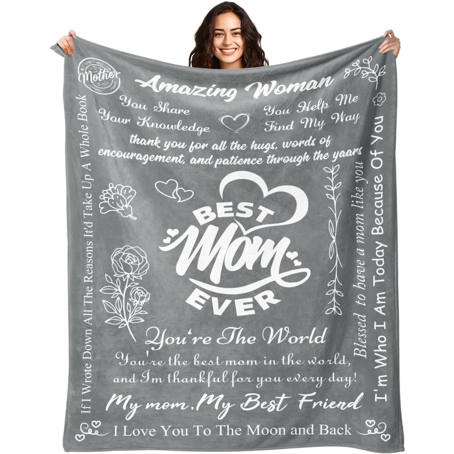 Mother's Day Gift Love Letter Blanket for Mom from Daughter Best Mother Ever Cozy Throw Blanket Perfect for Mother's Day Birthday Valentines Day Gifts