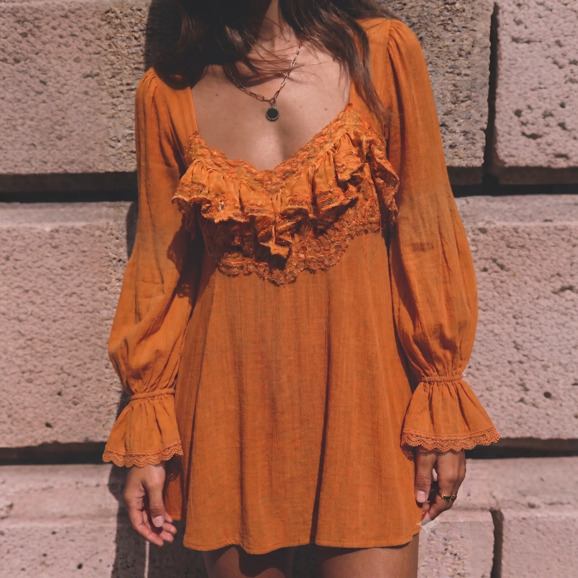 Women's Casual Dress with Wrinkle Effect Blend Fabric & Romantic Flair, Ideal for Country Music Festival & Coast Vacation