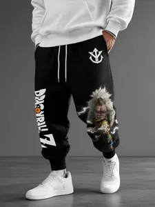 Goku Cartoon Print Pants for Daily Wear, Men's Joggers with Deep Pockets, Women's Stylish Skinny Jogger Pants, High Quality Fitness & Casual Streetwear